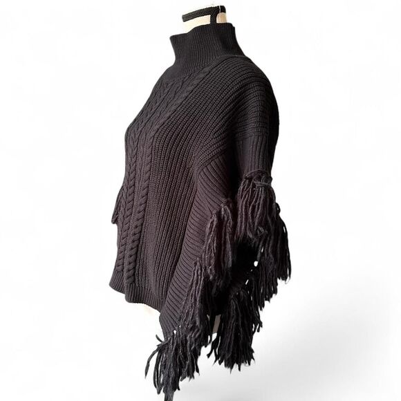 Velvet Heart Women's Black mock neck sleeveless fringe knit sweater XS - Picture 3 of 7